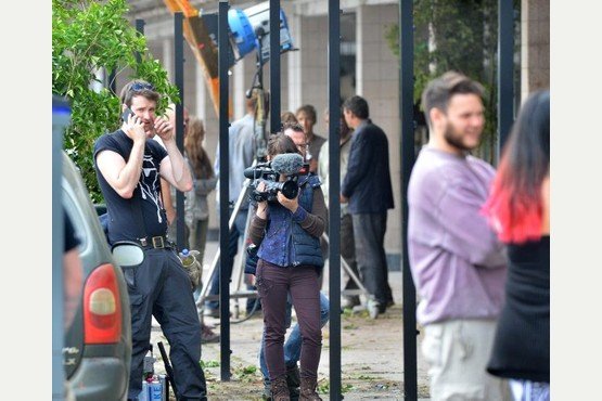 Filming of the film 'She Who Brings Gifts' in the Hanley bus station with actors Glenn Close, Gemma Arterton and Paddy Considine