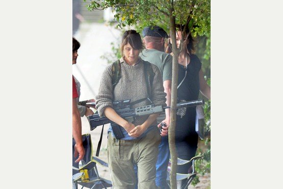 Filming of the film 'She Who Brings Gifts' in the Hanley bus station with actors Glenn Close, Gemma Arterton and Paddy Considine