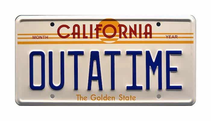 OUTATIME Back to the Future Numberplate