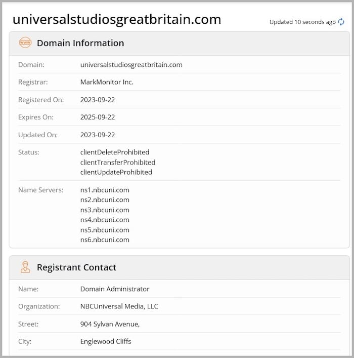 Universal Studios GB Domain Names